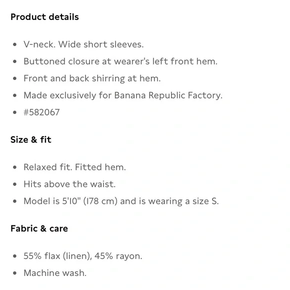 Banana Republic Cropped Linen-Blend Blouse Size Medium NWTS - Picture 2 of 4